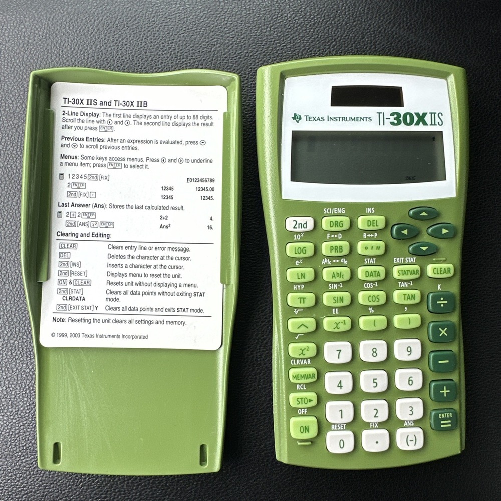 Texas Instruments TI-30XIIS TI-30X II S Scientific Calculator Solar Battery GRN